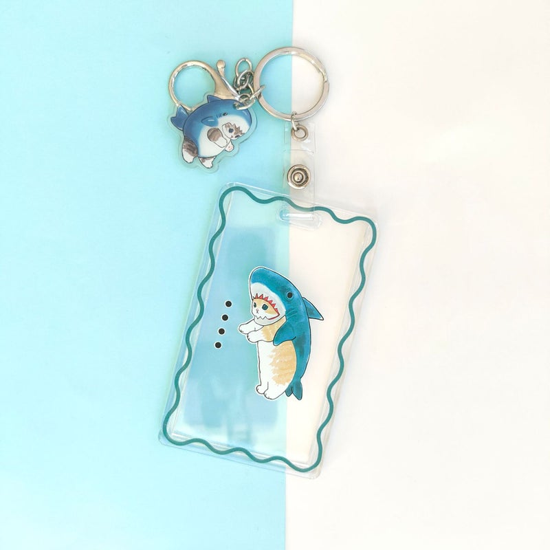 Cat Mofusand Shark Cat Transparent Id Set Student Card Subway Card Access Card Anti-Lost Keychain Card Set - Image 1